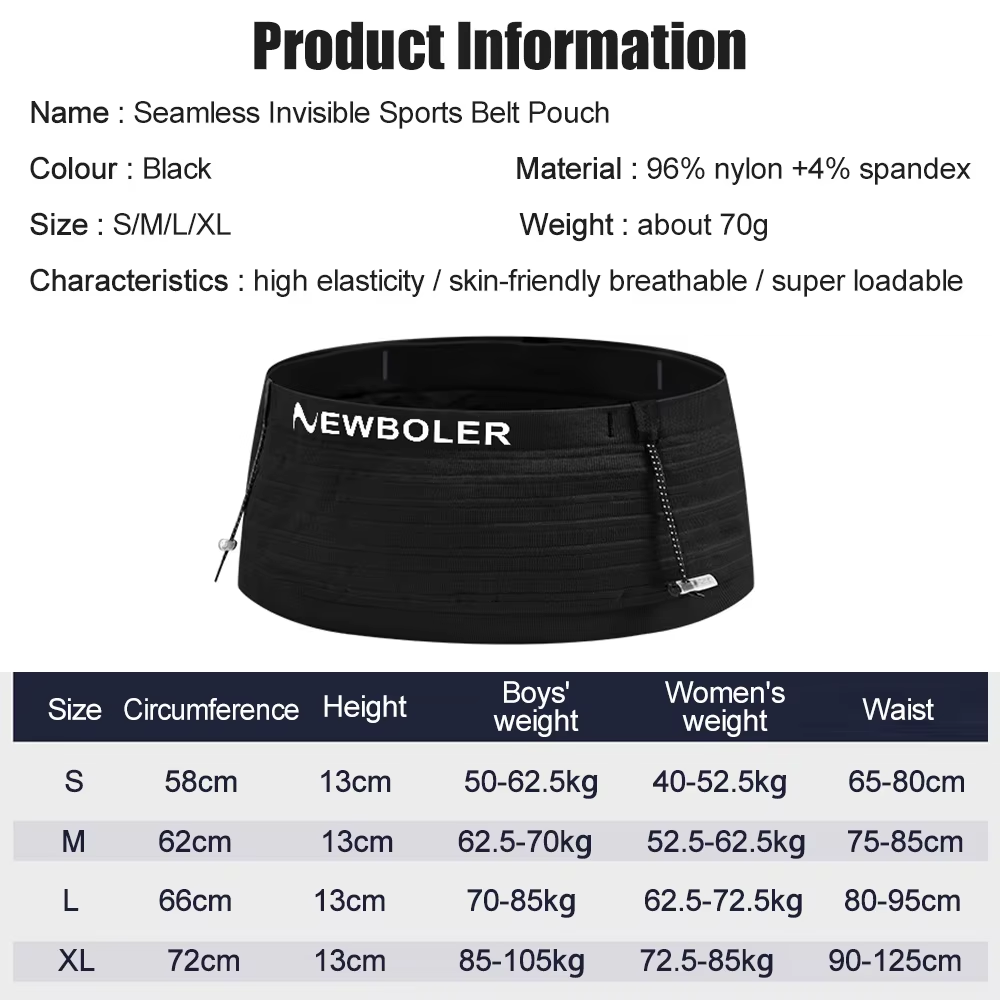 NEWBOLER Riñonera invisible, l - Running Gear To Hold Phone reseña y precio